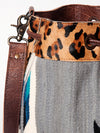 ADBG574 American Darling Aztec Woven Saddle Blanket & Leopard Cowhide Boho Bucket Bag