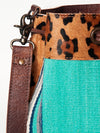 ADBG574 American Darling Aztec Woven Saddle Blanket & Leopard Cowhide Boho Bucket Bag