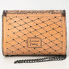 ADBGZ601 Hand Tooled Leather Crossbody Bag with Floral Design & Chain Strap - Western Evening Purse