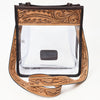 ADBGZ603 Clear Stadium Crossbody Bag with Floral Tooled Leather Trim - Western Concert Purse