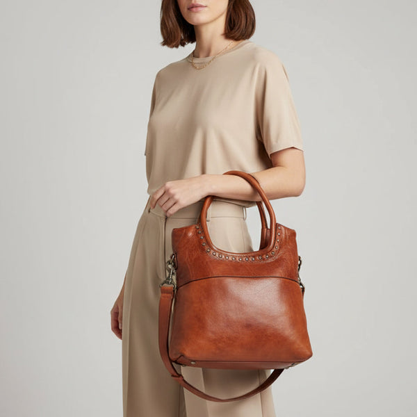 SWC178 Bronzaro - Leather Studded Tote Bag