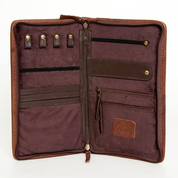 ADBGA246 American Darling Hair-On Cowhide Jewelry Case Hand Tooled Genuine Leather