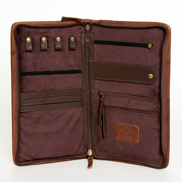 ADBGA246 American Darling Hair-On Cowhide Jewelry Case Hand Tooled Genuine Leather