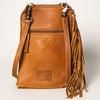 ADBGA249 Floral Tooled Leather Cowhide Fringe Crossbody Western Chaps Bag