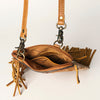 ADBGA249 Floral Tooled Leather Cowhide Fringe Crossbody Western Chaps Bag