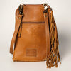 ADBGA249 Floral Tooled Leather Cowhide Fringe Crossbody Western Chaps Bag
