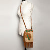 ADBGA249 Floral Tooled Leather Cowhide Fringe Crossbody Western Chaps Bag