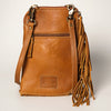 ADBGA249 Floral Tooled Leather Cowhide Fringe Crossbody Western Chaps Bag