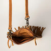 ADBGA249 Floral Tooled Leather Cowhide Fringe Crossbody Western Chaps Bag