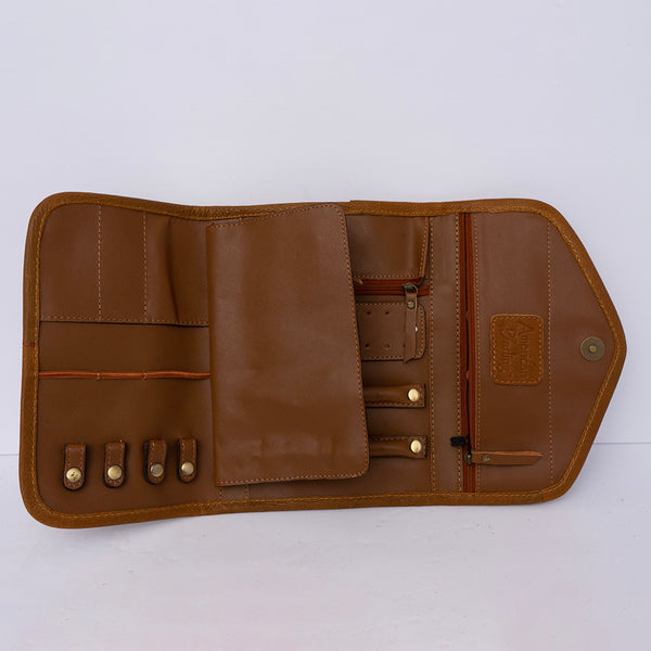 ADBGA250 American Darling Hand Tooled Genuine Leather Jewelry Case Floral Carved