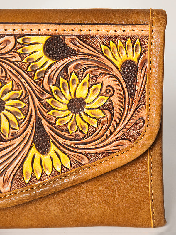 ADBGA250 American Darling Hand Tooled Genuine Leather Jewelry Case Floral Carved