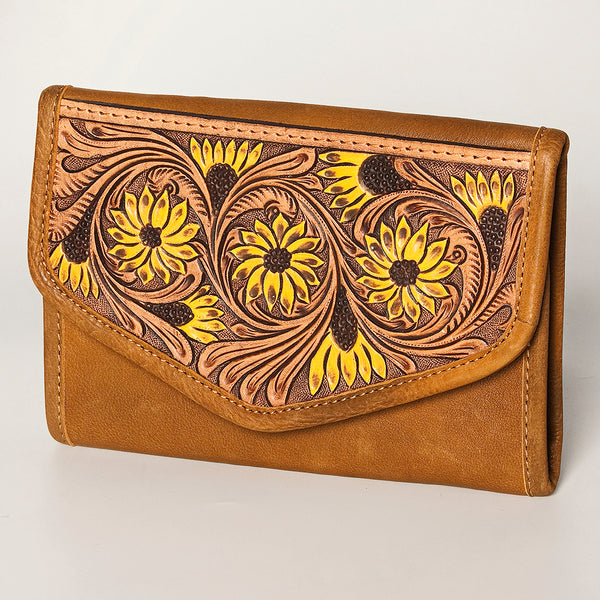 ADBGA250 American Darling Hand Tooled Genuine Leather Jewelry Case Floral Carved