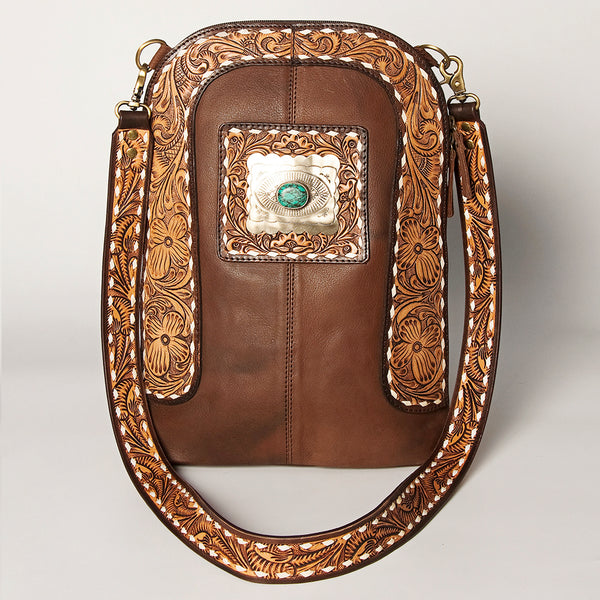 ADBGA251A American Darling Large Cross body Bag Hand Tooled Genuine Leather Concho