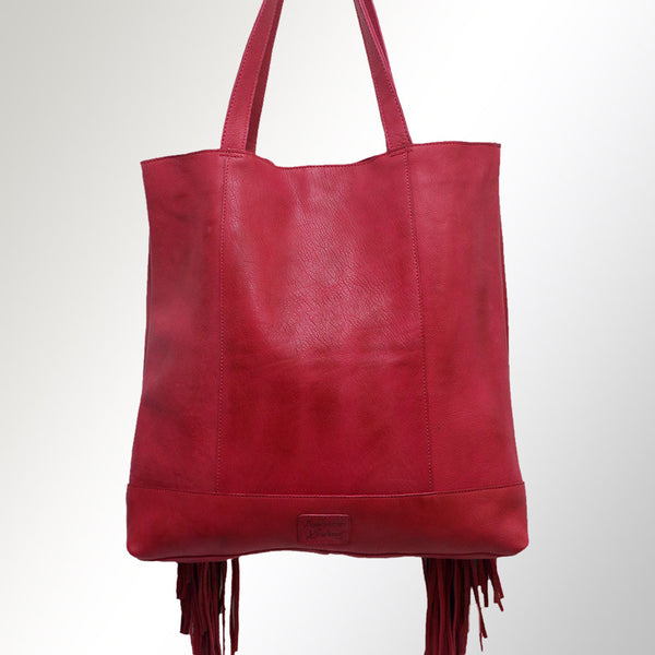ADBGM119 Genuine Leather Fringe Tote - Western Knotted Strap Shoulder Bag