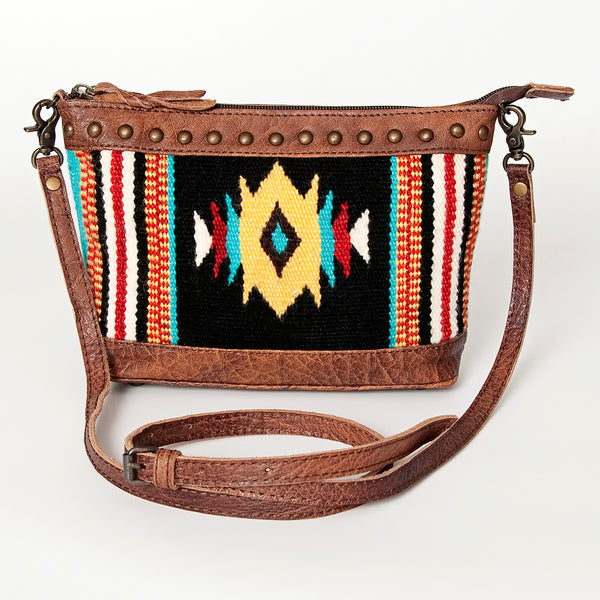 ADBG783 American Darling Western Leather Cross body Bag - Handcrafted Woven Saddle Blanket Purse