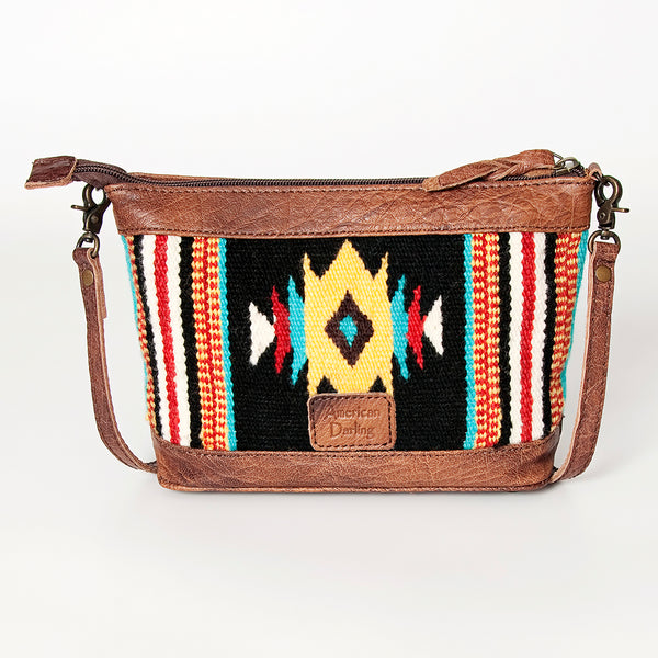 ADBG783 American Darling Western Leather Cross body Bag - Handcrafted Woven Saddle Blanket Purse