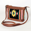 ADBG783 American Darling Western Leather Cross body Bag - Handcrafted Woven Saddle Blanket Purse