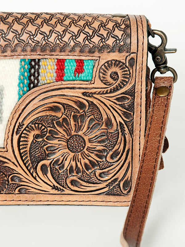 ADBG844 American Darling Hand Tooled Floral & Hand Woven Saddle Blanket Small Cross body Bag