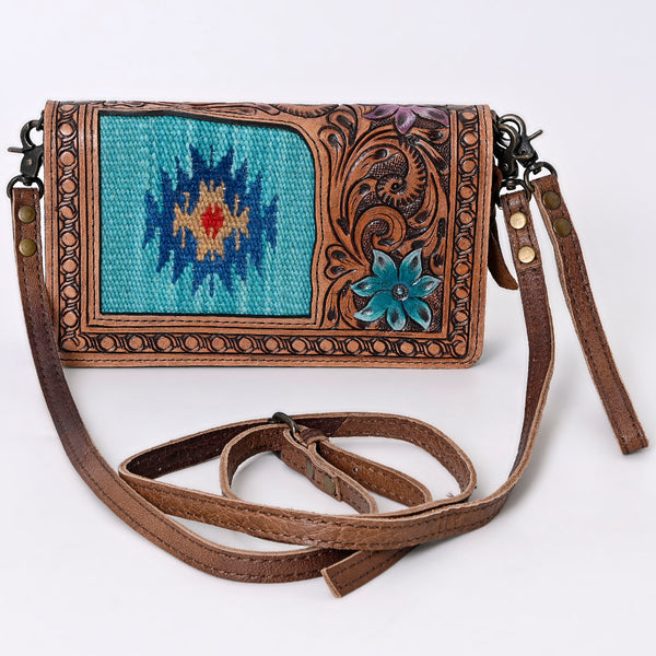 ADBG844 American Darling Hand Tooled Floral & Hand Woven Saddle Blanket Small Cross body Bag