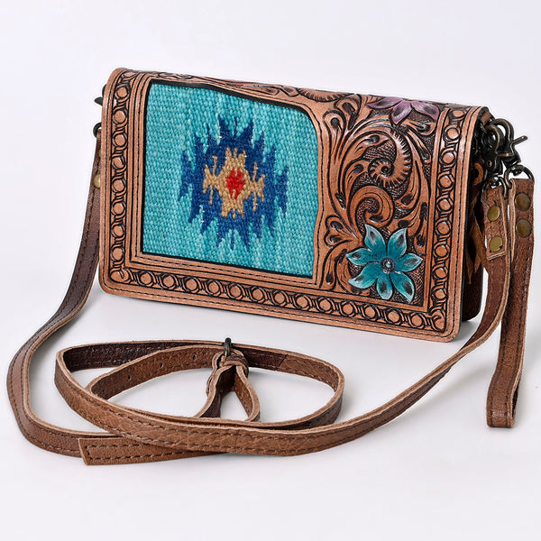 ADBG844 American Darling Hand Tooled Floral & Hand Woven Saddle Blanket Small Cross body Bag