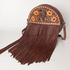 ADBG846 American Darling Hand Tooled Floral Leather Canteen Bag with Fringes