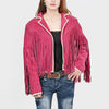 ADJKT052 Genuine Leather Women Shirt Jacket Dress