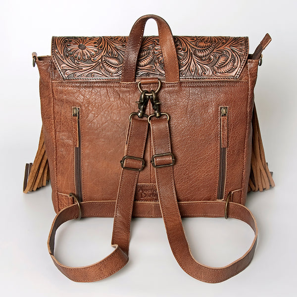 ADBG852 American Darling Hand Tooled Floral Leather & Saddle Blanket Messenger Bag with Fringes