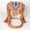 ADBG856 American Darling Hand Tooled Floral & Cowhide Messenger Bag with Saddle Blanket