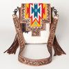 ADBG856 American Darling Hand Tooled Floral & Cowhide Messenger Bag with Saddle Blanket