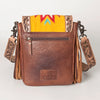 ADBG856 American Darling Hand Tooled Floral & Cowhide Messenger Bag with Saddle Blanket