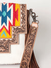 ADBG856 American Darling Hand Tooled Floral & Cowhide Messenger Bag with Saddle Blanket