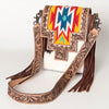 ADBG856 American Darling Hand Tooled Floral & Cowhide Messenger Bag with Saddle Blanket