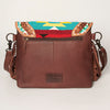 LC-ADBGZ616A Western Cowhide Messenger Bag with Tooled Leather & Beaded Tribal Flap