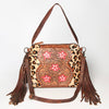 LC-ADBGZ621 Leopard Print Cowhide Small Crossbody Bag with Tooled Leather & Pink Floral Inlay