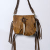 ADBGM255 Leather Western Crossbody Bag - Fringe Purse with Horn Toggle & Braided Strap