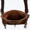 ADBGM255 Leather Western Crossbody Bag - Fringe Purse with Horn Toggle & Braided Strap