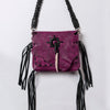 ADBGM255 Leather Western Crossbody Bag - Fringe Purse with Horn Toggle & Braided Strap