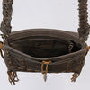ADBGM255 Leather Western Crossbody Bag - Fringe Purse with Horn Toggle & Braided Strap