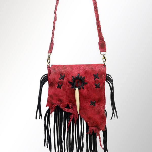 ADBGM256 Stunning Handcrafted Leather Fringe Crossbody with Braided Strap