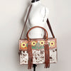 LC-ADBGZ200E Cowhide & Hand-Painted Sunflower Tooled Leather Tote - Western Shoulder Bag with Strap