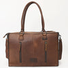 ADBGZ200 Tooled Leather & Cowhide Tote Bag with Fringe - Western Handbag with Shoulder Strap