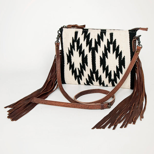 ADBG236 American Darling Handcrafted Western Cross body Bag with Saddle Blanket and Fringes