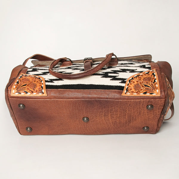 ADBG516 American Darling Tooled Leather & Saddle Blanket Duffel Bag Mae Western Travel Weekender