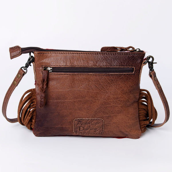 ADBG109 American Darling Hair-On Cowhide Western Crossbody Bag with Leather Fringe Detail