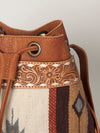 ADBG862 American Darling Hand Tooled Floral & Hand-Woven Saddle Blanket Leather Bucket Bag