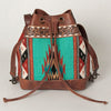 ADBG862 American Darling Hand Tooled Floral & Hand-Woven Saddle Blanket Leather Bucket Bag
