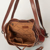 ADBG862 American Darling Hand Tooled Floral & Hand-Woven Saddle Blanket Leather Bucket Bag