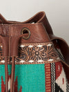 ADBG862 American Darling Hand Tooled Floral & Hand-Woven Saddle Blanket Leather Bucket Bag