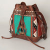ADBG862 American Darling Hand Tooled Floral & Hand-Woven Saddle Blanket Leather Bucket Bag