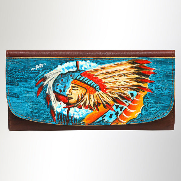 ADBGM112 Hand-Painted Leather Crossbody Clutch - Western Design